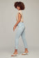 Light Wash Mid Rise Straight Curved Hem Jeans