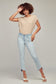 Light Wash Mid Rise Straight Curved Hem Jeans