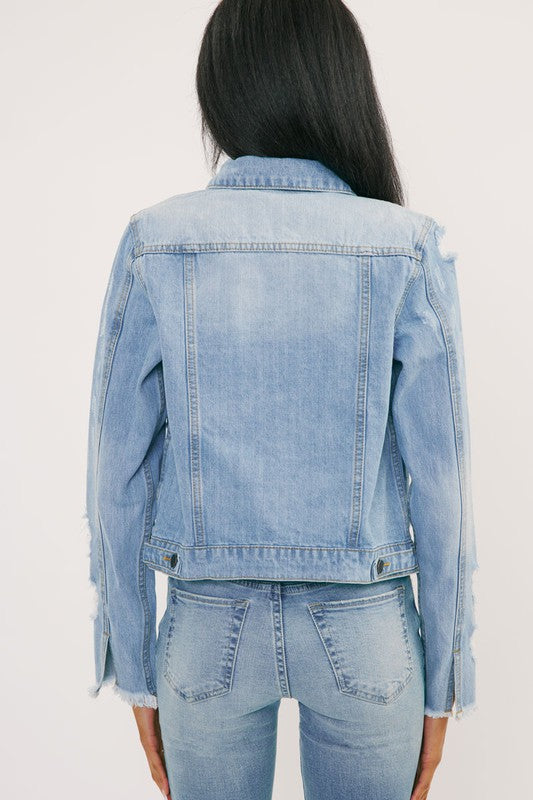 nature denim medium length denim jacket