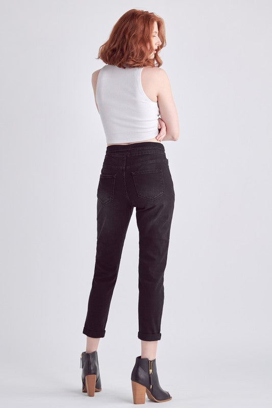 black high rise relaxed fit jeans women