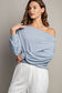 blue off shoulder dolman sleeve top