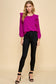 magenta ruffle sleeve loose fit top