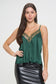 blush and day green satin lace trim cami top