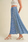 blue floral elastic maxi skirt