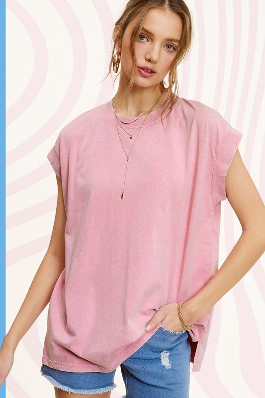 pink mineral wash sleeveless top