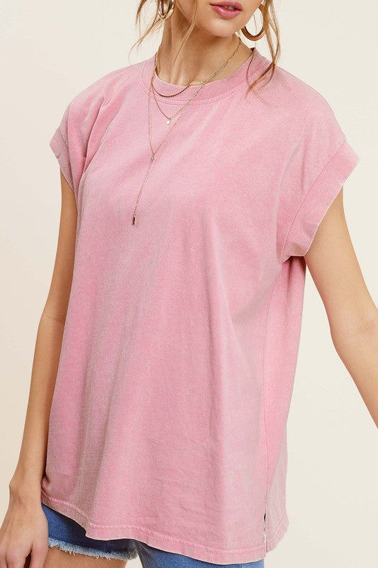 pink mineral washed sleeveless top