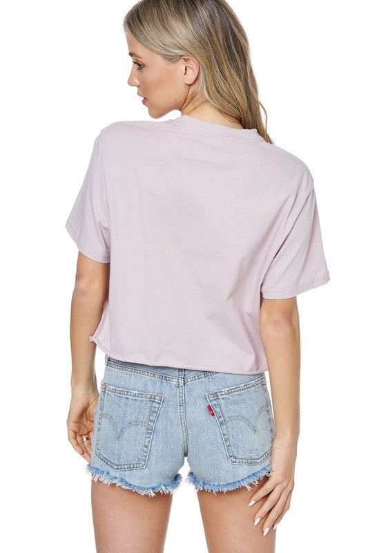 light pink cropped texas tee