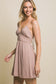 brown sleeveless open back dress