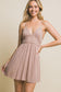 taupe sleeveless v neck short dress