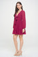 burgundy chiffon long sleeve fit and flare dress