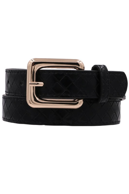 black weave buckle belt