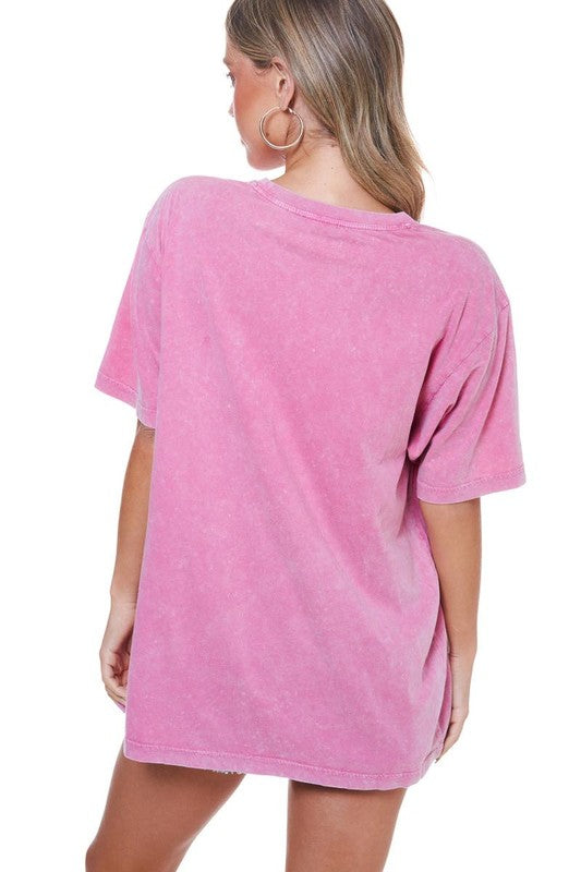 pink oversized graphic t shirt