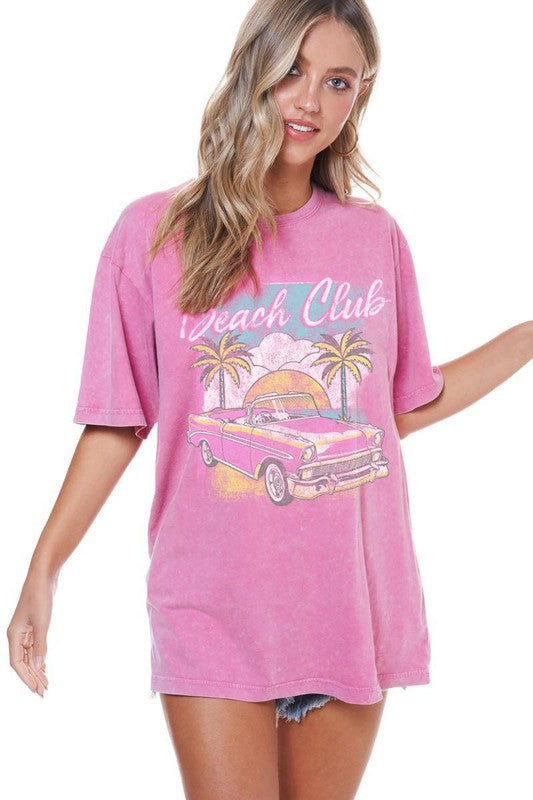 pink oversized graphic tee shirt