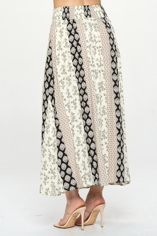 black and white floral maxi skirt