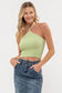 green cropped halter knit top