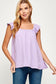 lavender ruffle sleeve flowy top