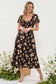 black floral midi dress with sleeves