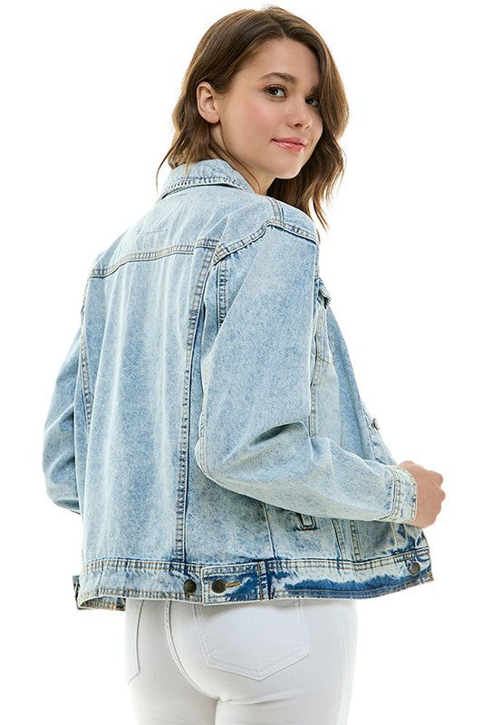 light wash loose fit denim jacket