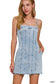 zenana light wash sleeveless fitted denim dress