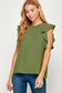 olive green ruffle sleeve top