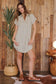 Olive Green Striped Short Sleeve Chambray Shirt Dress