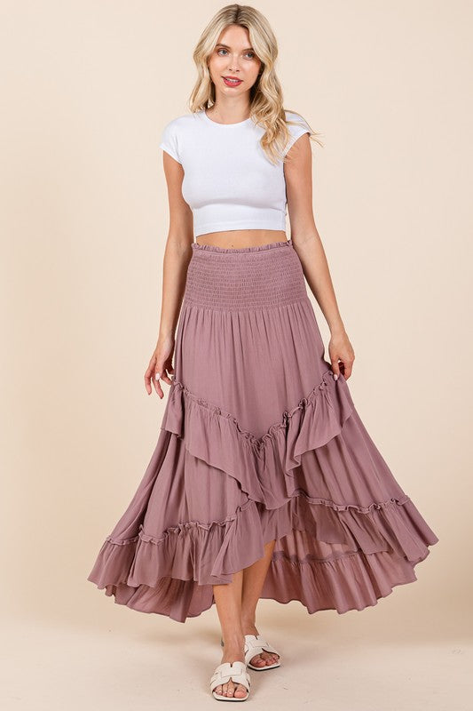 Mauve Smocked Convertible Strapless Skirt Dress