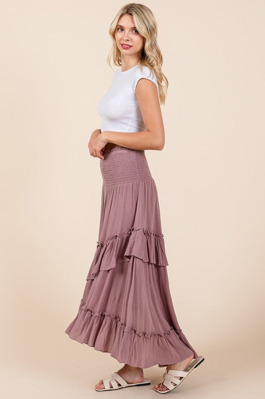 Mauve Smocked Convertible Strapless Skirt Dress