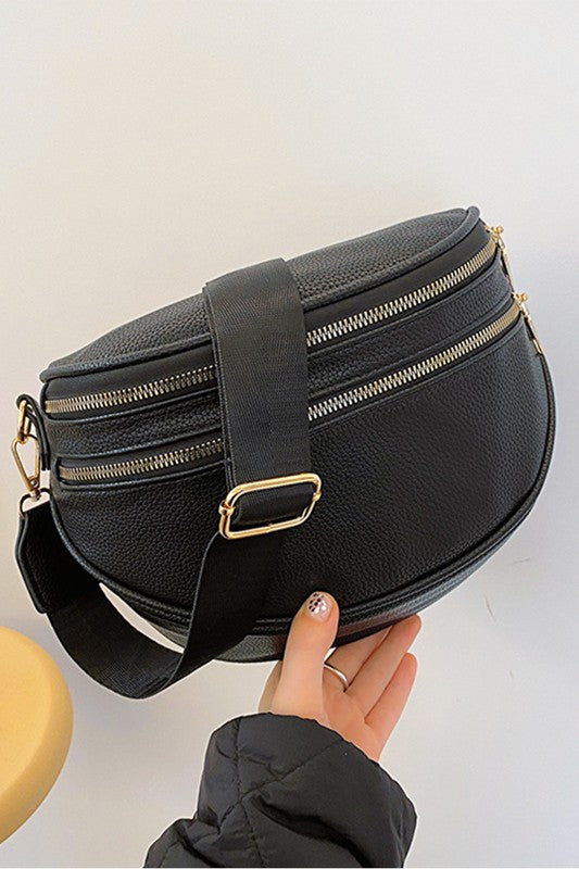 Faux Leather Multi Pocket Crossbody Bum Bag