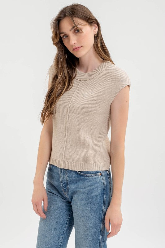 blu pepper oatmeal knit sleeveless top