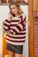 blu pepper oatmeal and dark red striped long sleeve knit pullover sweater