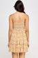 orange floral sleeveless spaghetti strap short dress