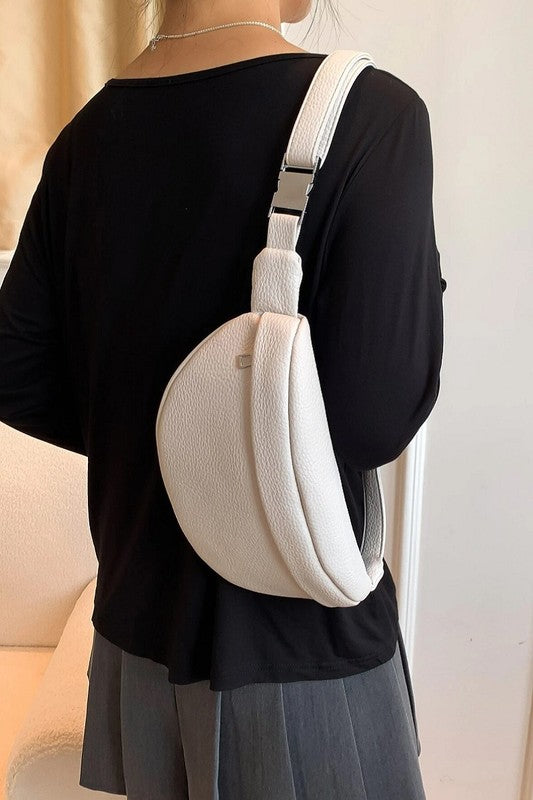 off white faux leather fanny bag