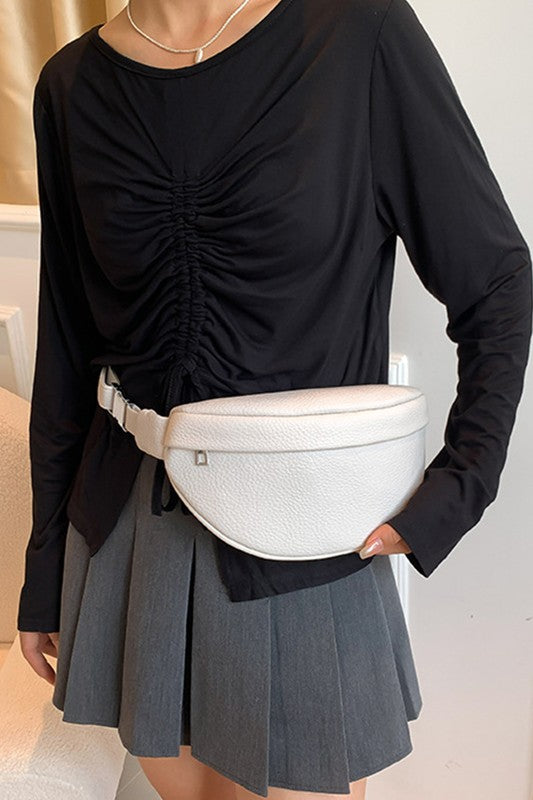 off white faux leather fanny bag