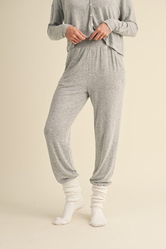 light grey elastic soft knit jogger pants