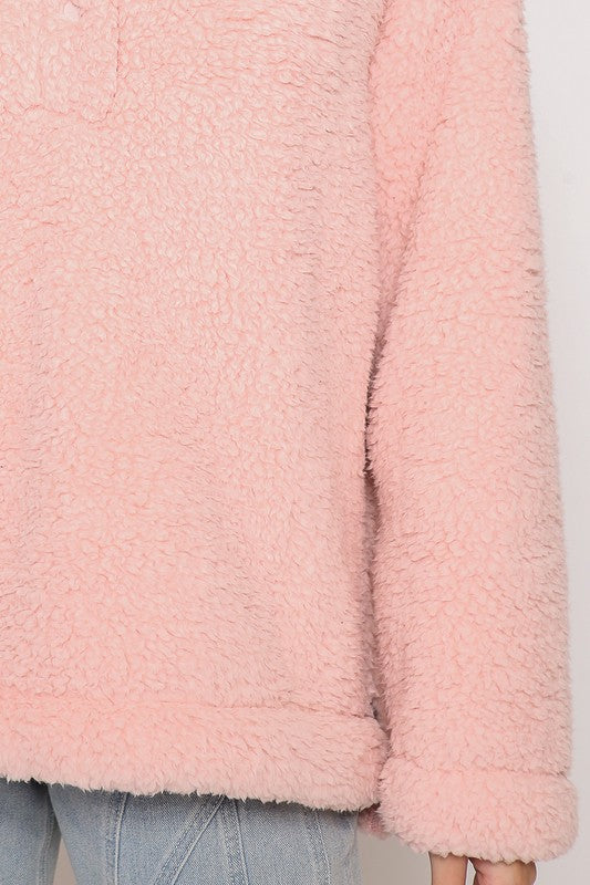 pink sherpa soft pullover