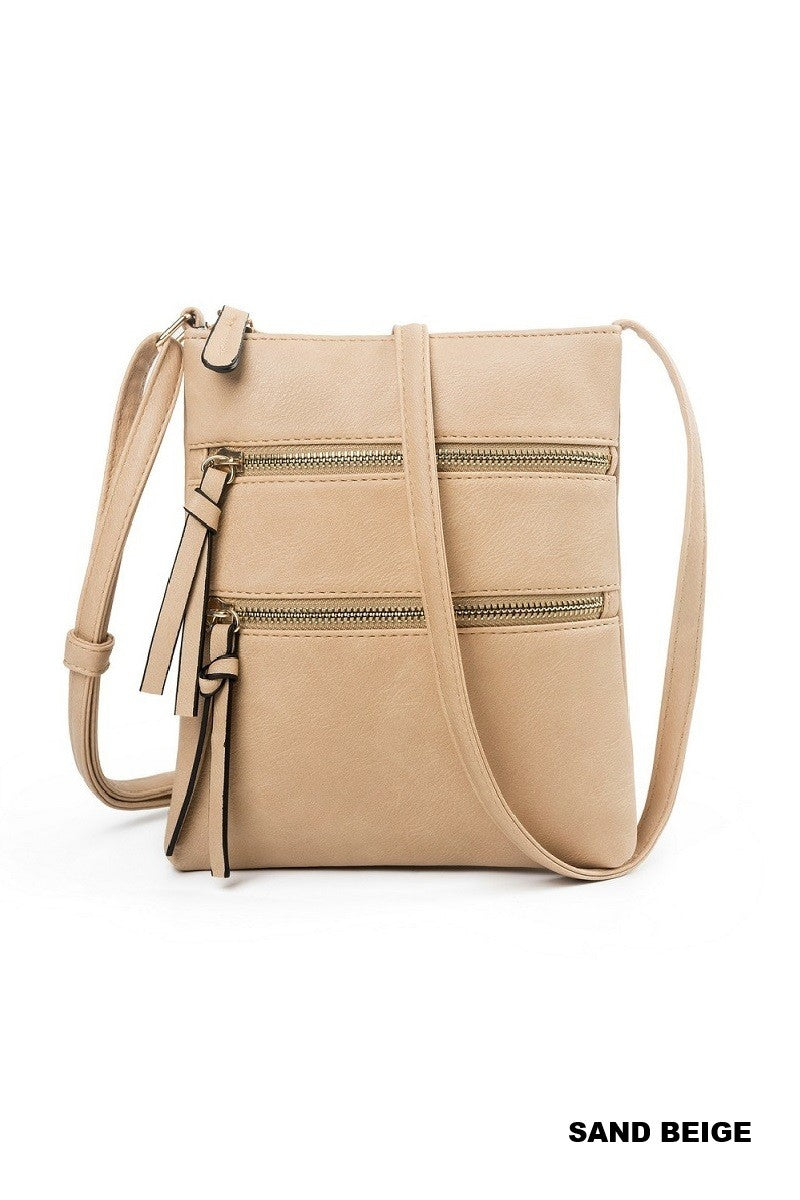beige vegan leather crossbody bag