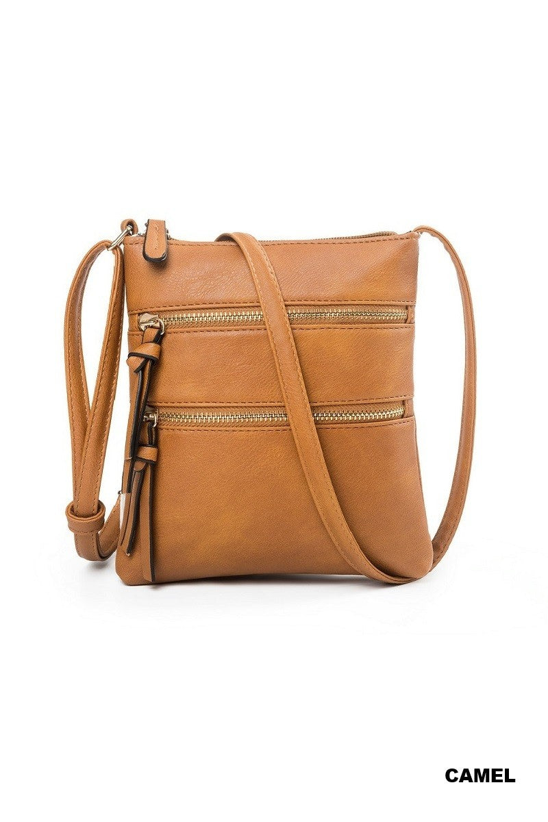 brown vegan leather crossbody bag