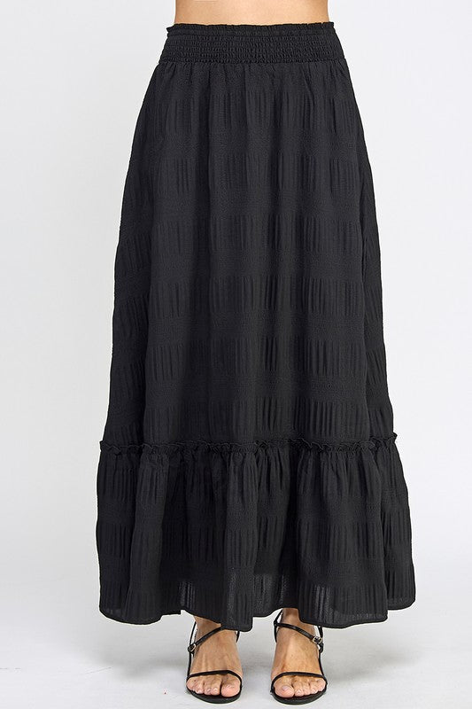 blush and day black elastic waist maxi skirt