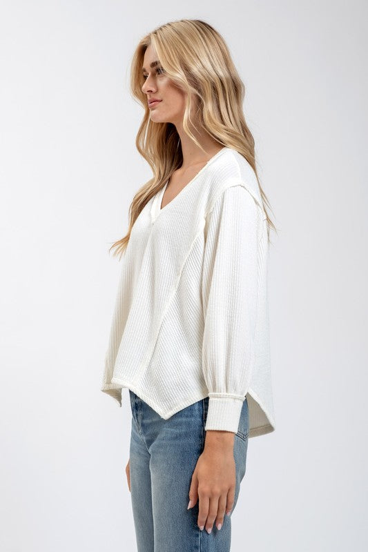 white basic long sleeve top