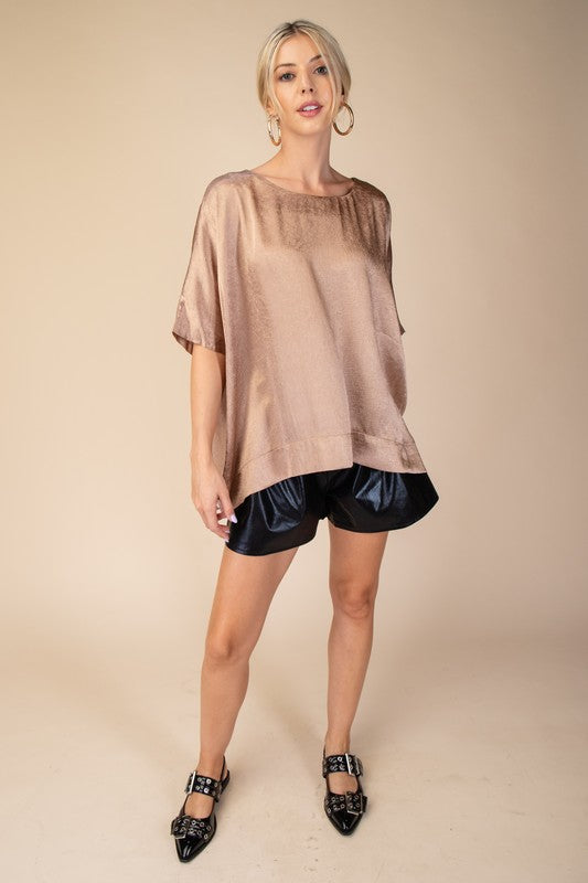 satin short sleeve oversized New Year top