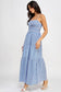 blush bj blue spaghetti strap long dress