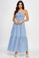 blush bj blue striped sleeveless maxi dress