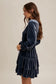Blue velvet long sleeve dress