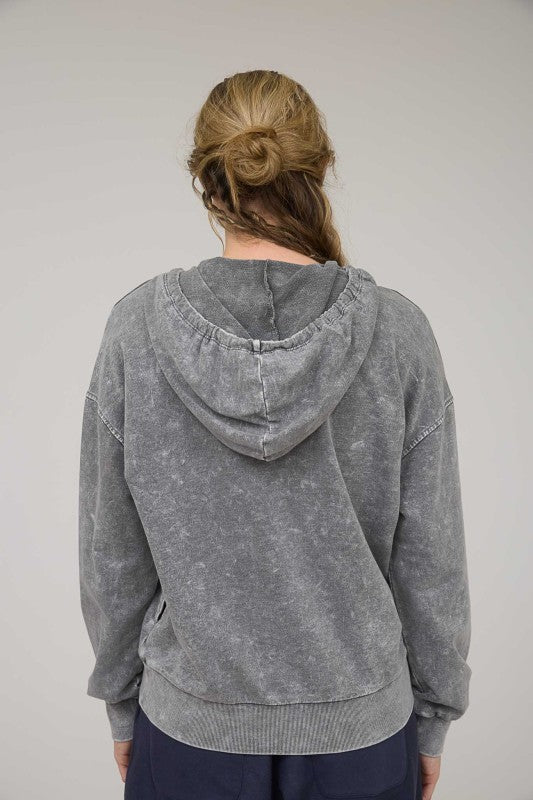 grey vintage washed hooded top