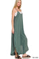 zenana green spaghetti strap flowy jumpsuit