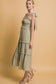 solid green sleeveless tie strap midi dress