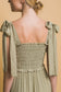 love tree smocked tie strap maxi dress