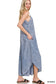 zenana blue spaghetti strap wide leg jumpsuit