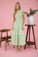 Sage Green Smocked Flutter Sleeve Midi Dress