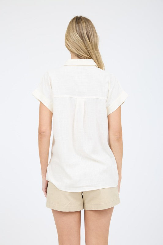 affordable off white linen shirt